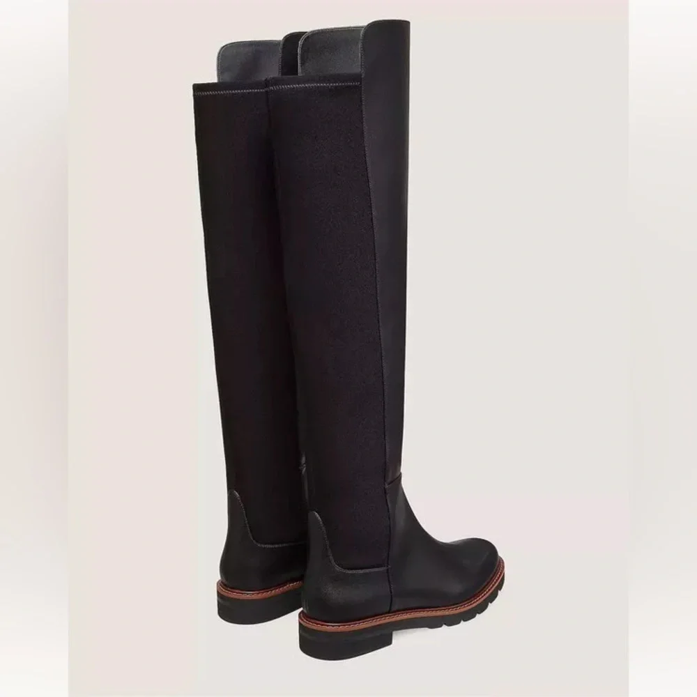 New Stuart Weitzman Adrina City Boot Over The Knee 5050 Black Leather Sz 7.5